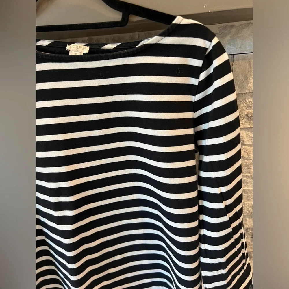 J Crew Black/White striped shirt with nylon‎ accent cuffs - Picture 5 of 7